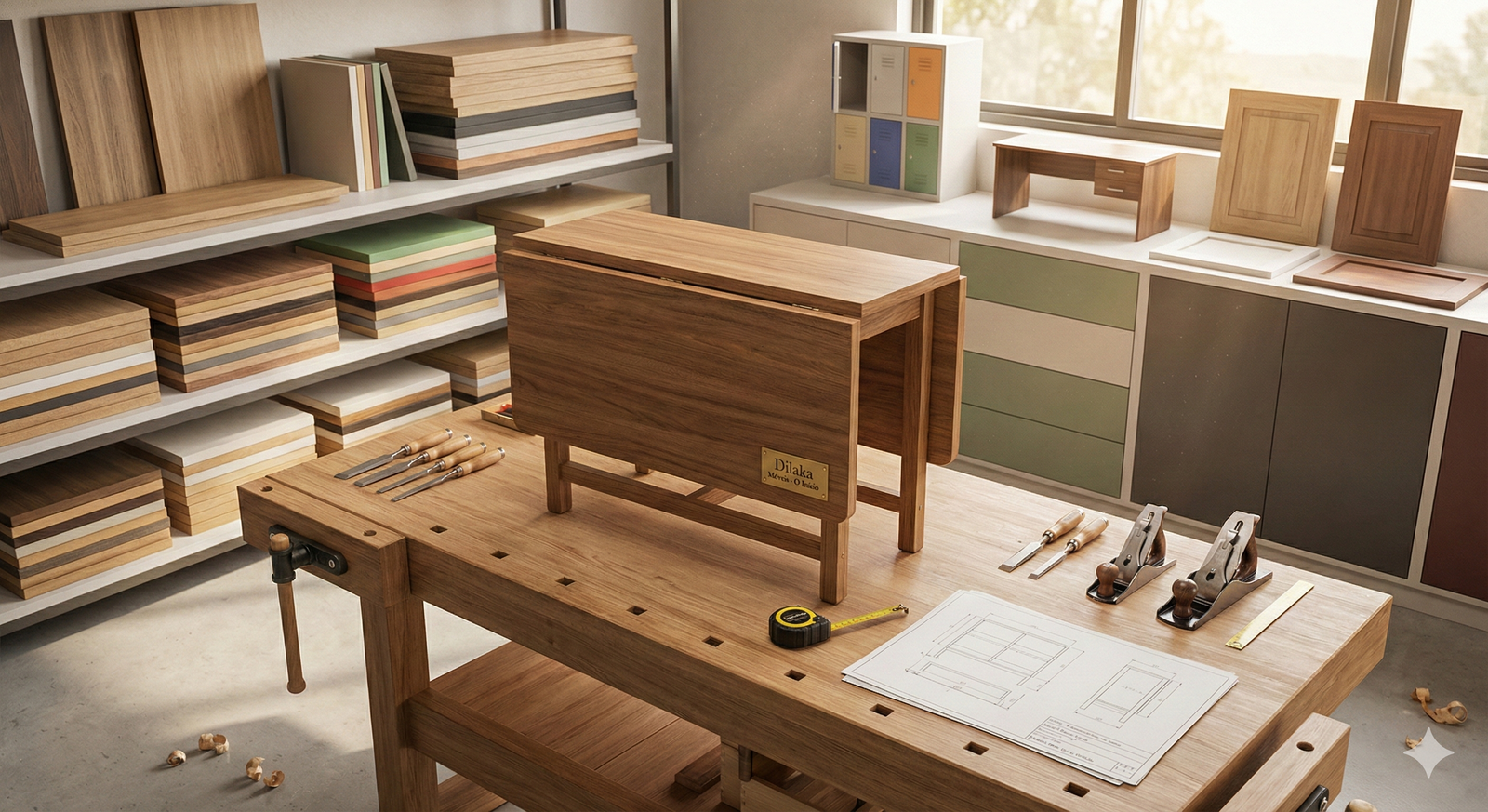 Marceneiro trabalhando com dedicação